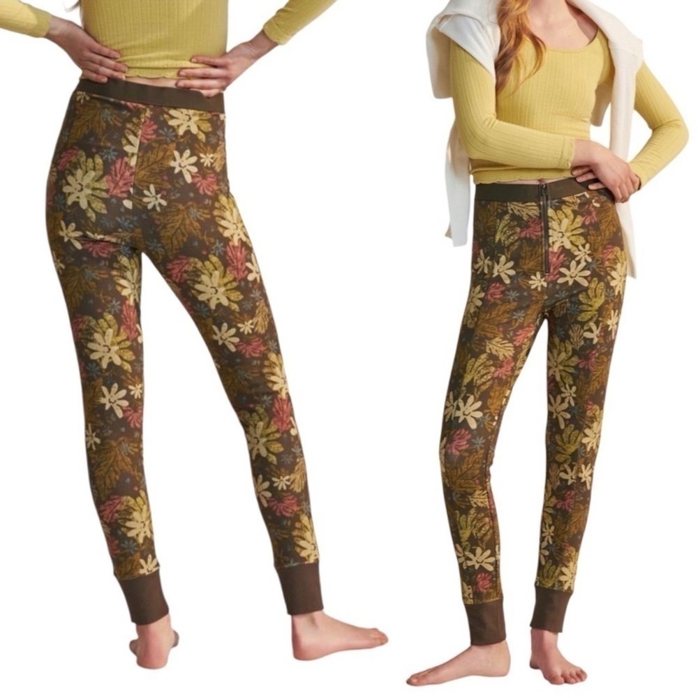 Anthropologie Saturday Sunday Samia Green‎ Floral Leggings Size XS